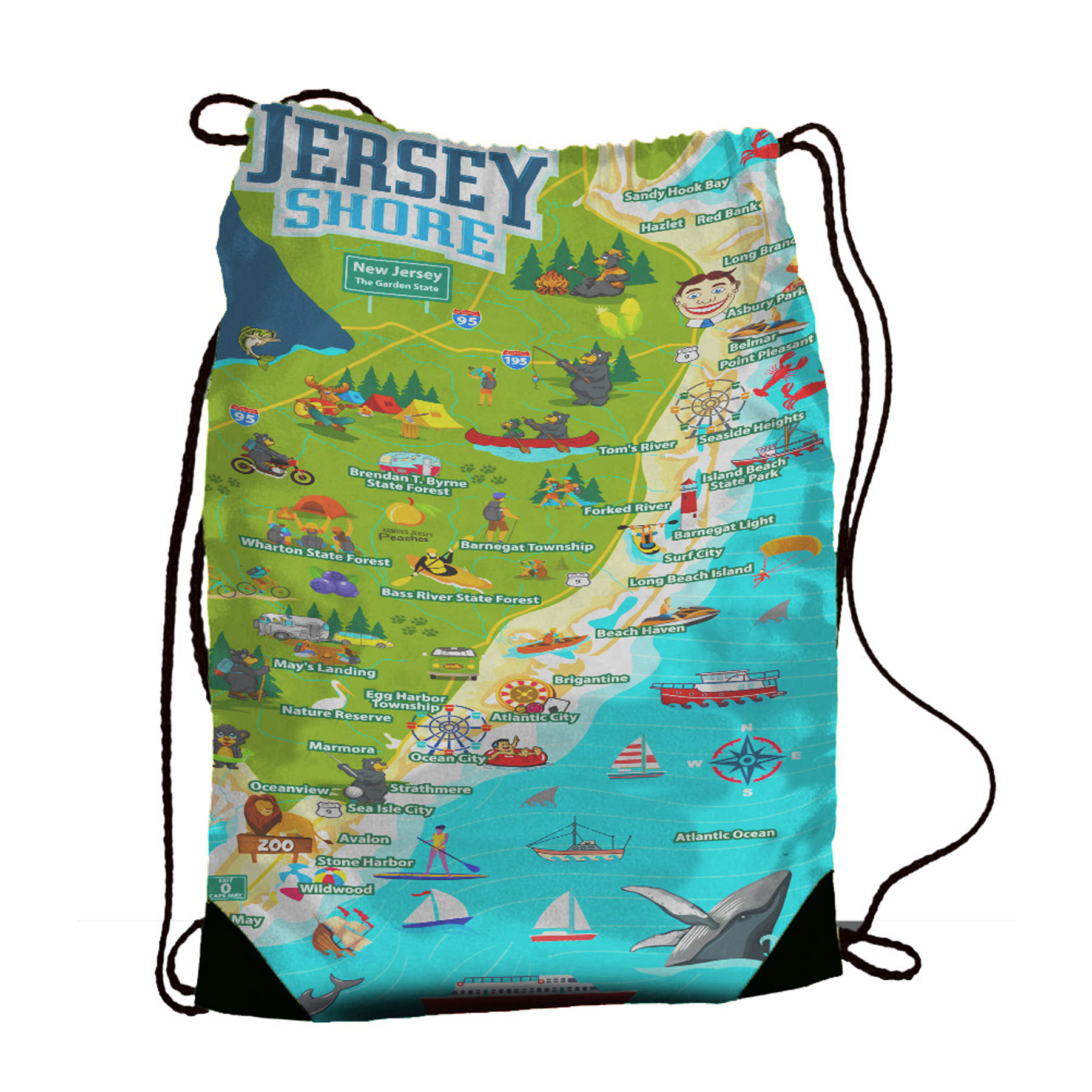 NEW JERSEY MAP DRAWSTRING PACK