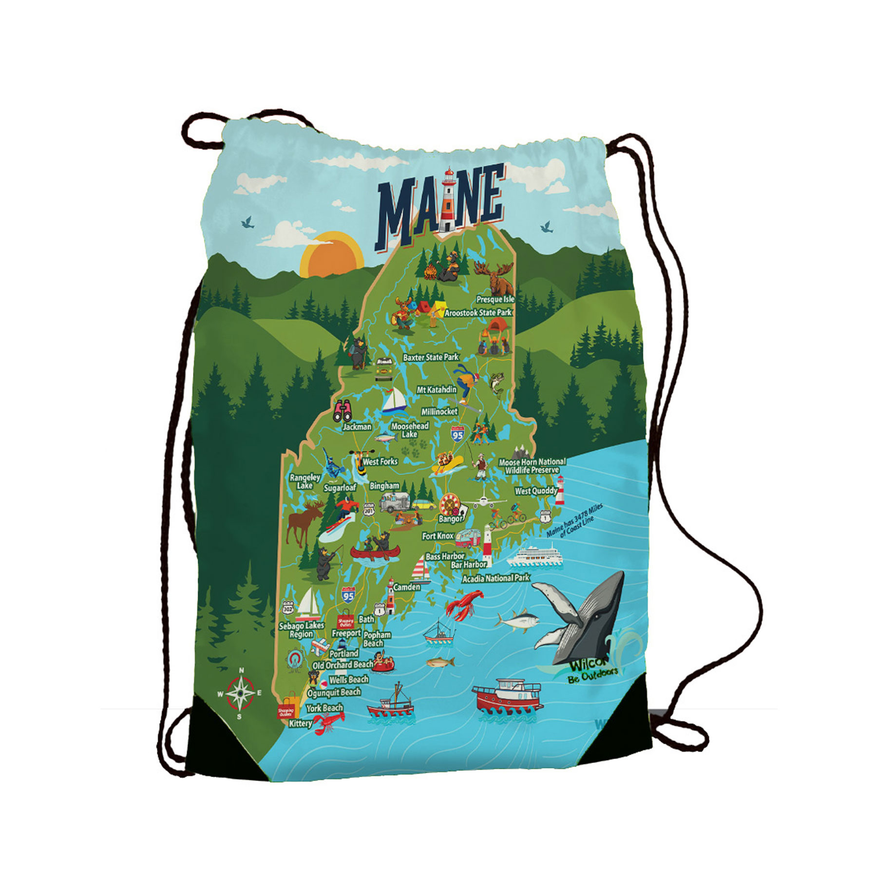 MAINE MAP DRAWSTRING PACK