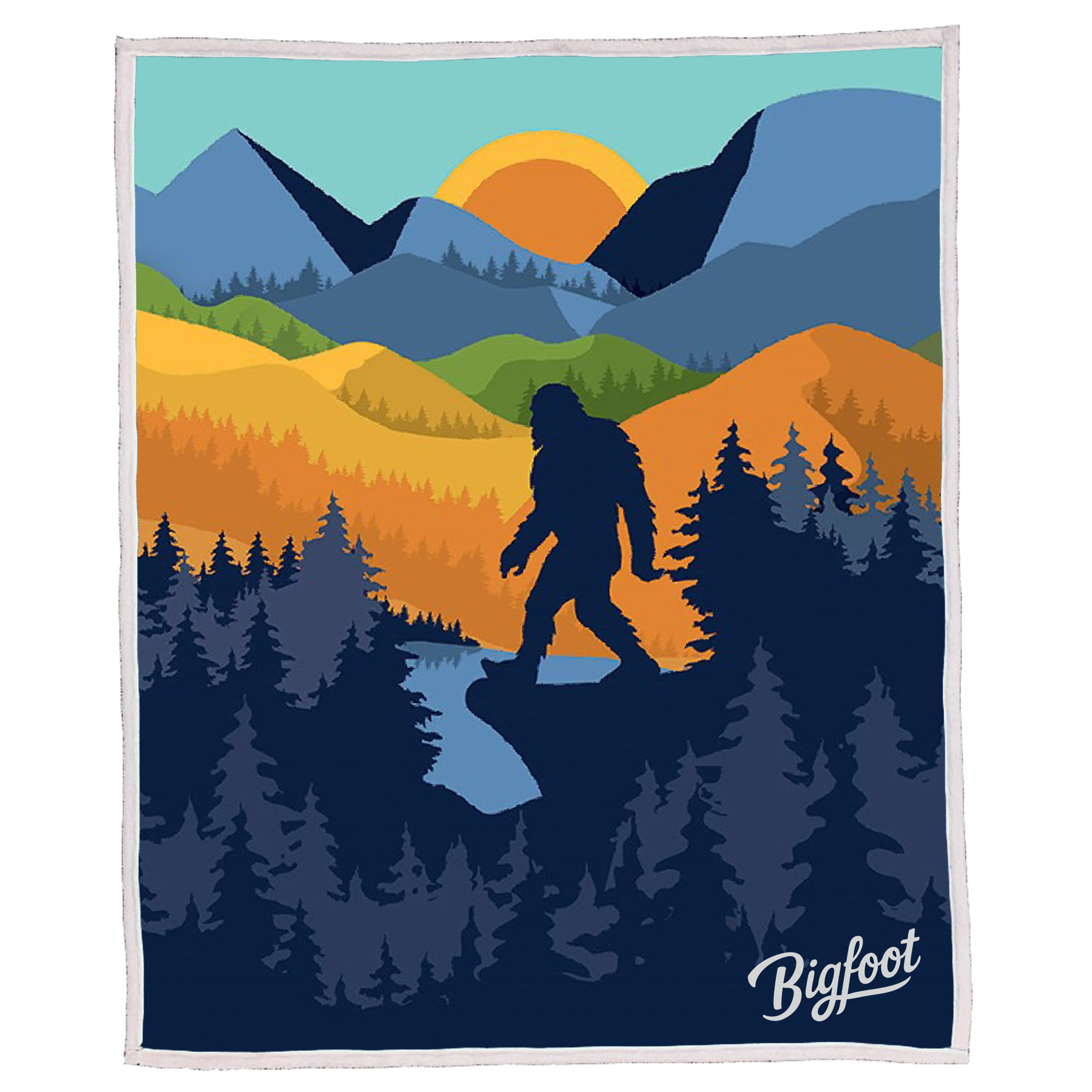 BIGFOOT SCENE SHERPA BLANKET 50x60
