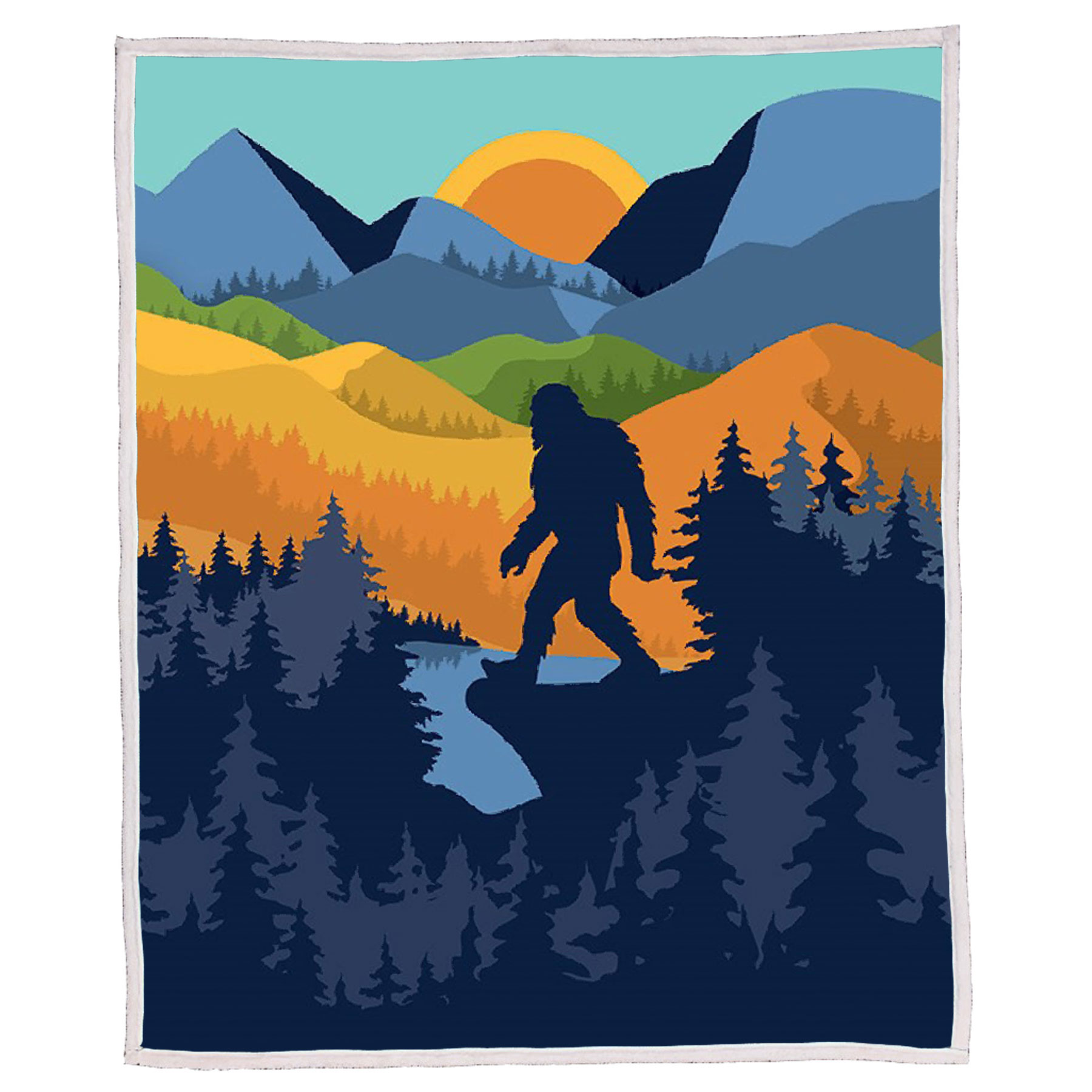 BIGFOOT SCENE SHERPA BLANKET 50x60