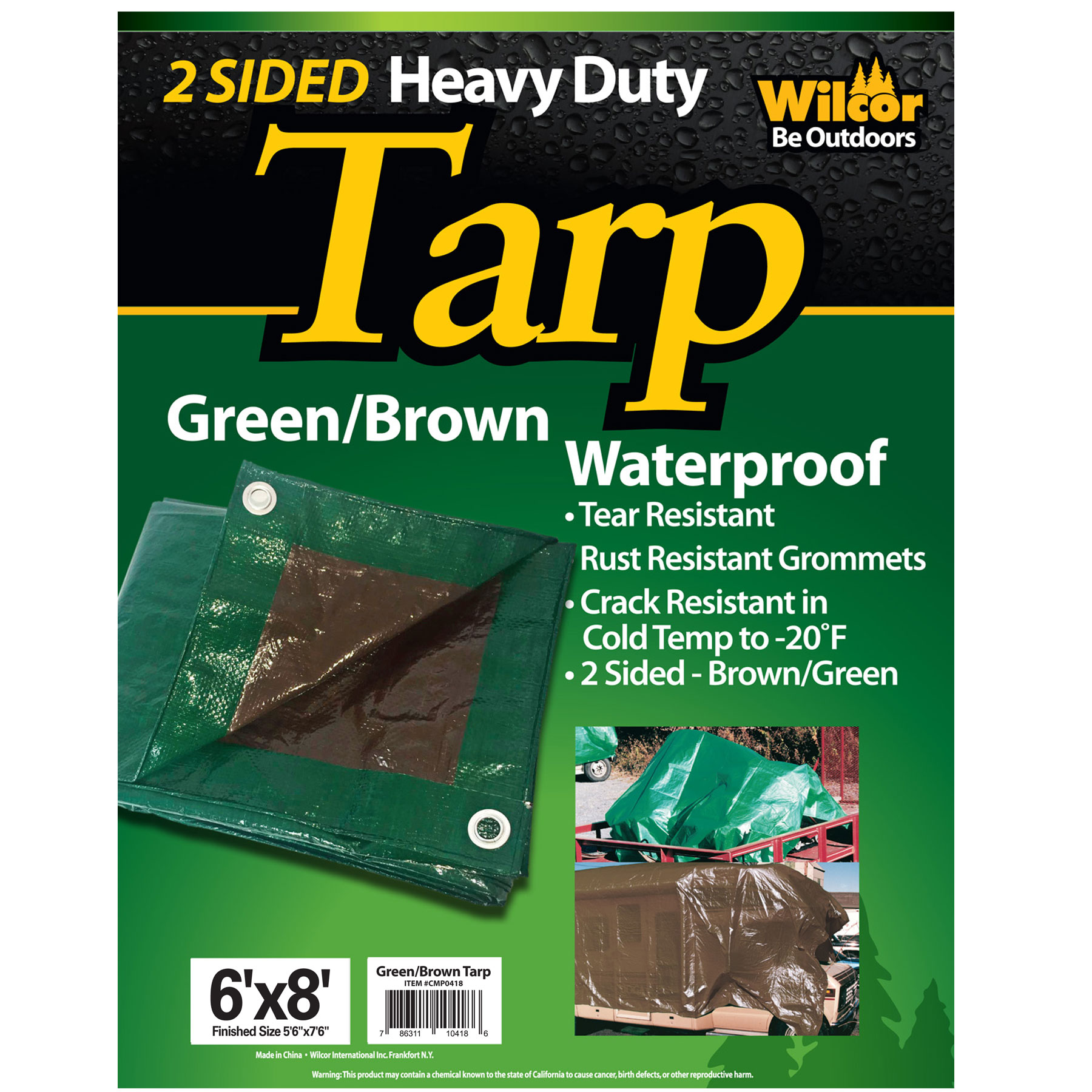 TARP POLY 6'X8' GREEN/BROWN