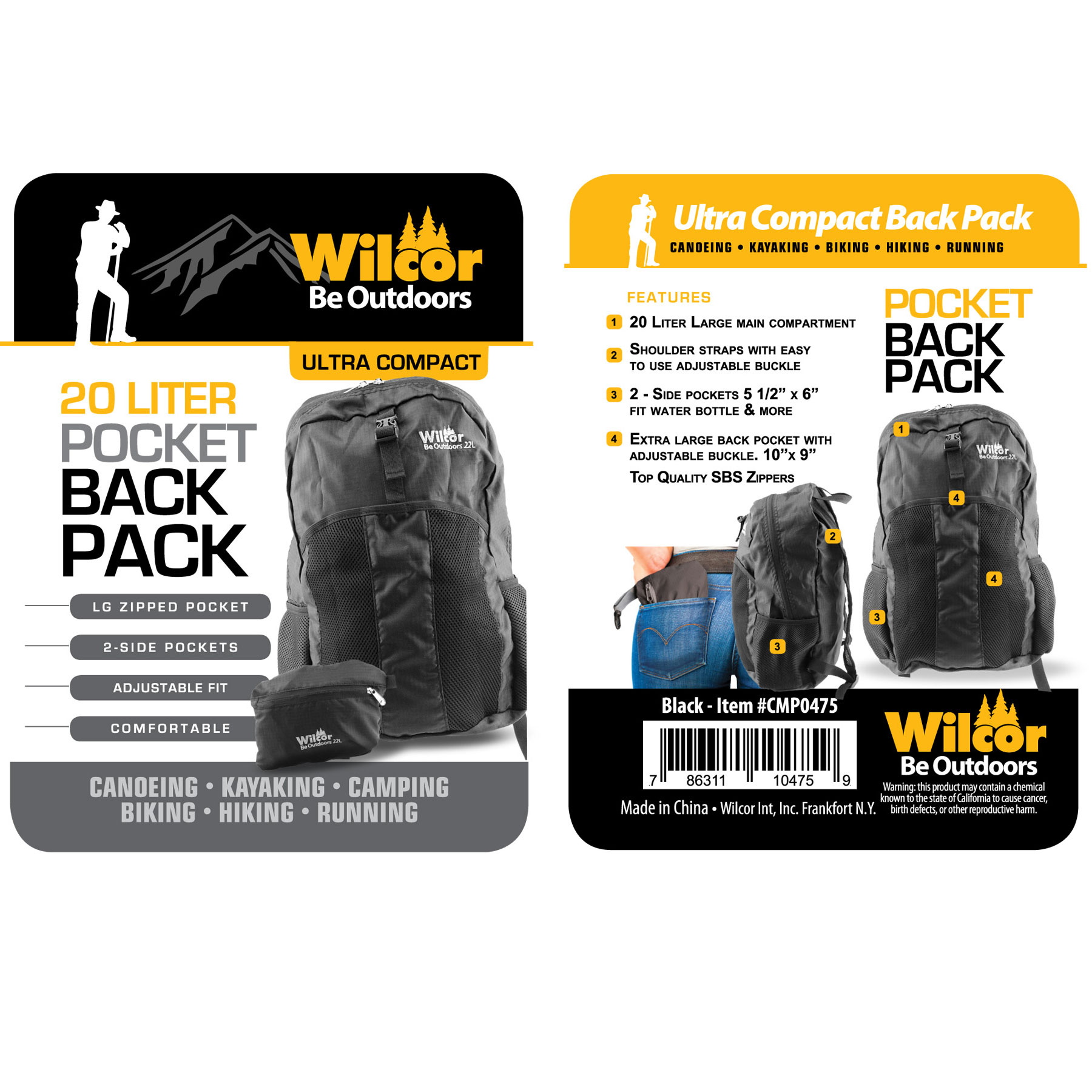 Wilcor outdoors pocket backpack new arrivals