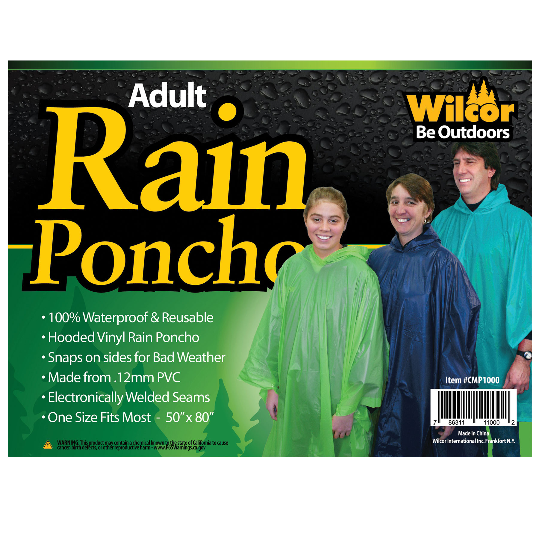 ADULT RAIN PONCHO ASST