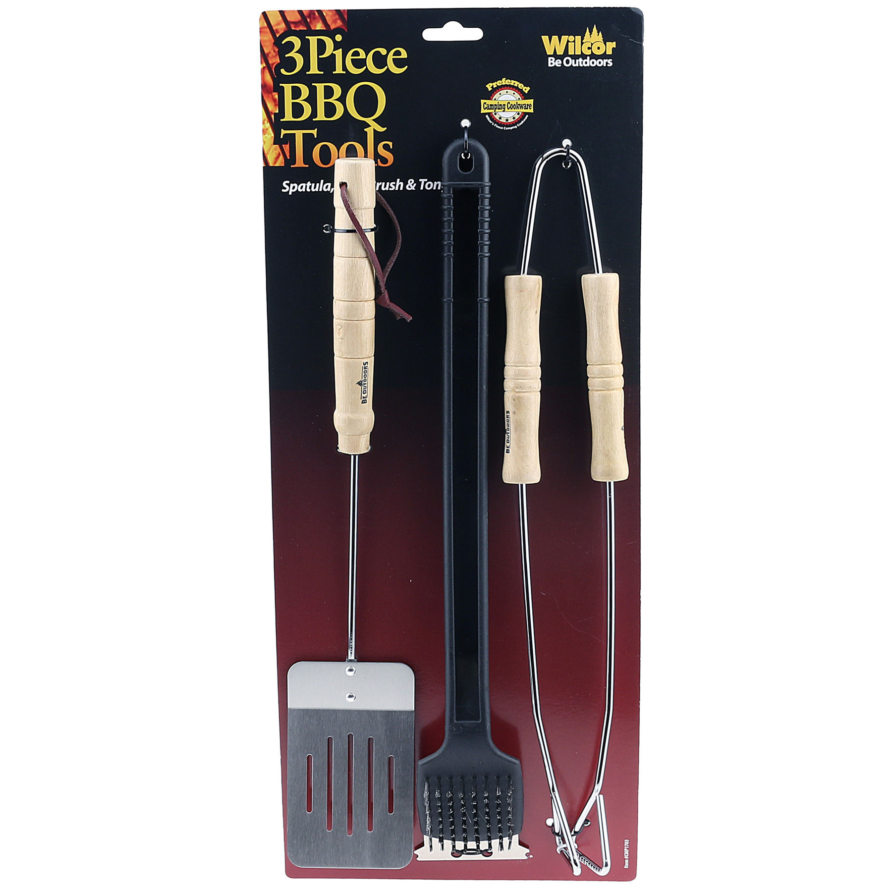 BBQ SET 3 PC TOOLS HARDWOOD