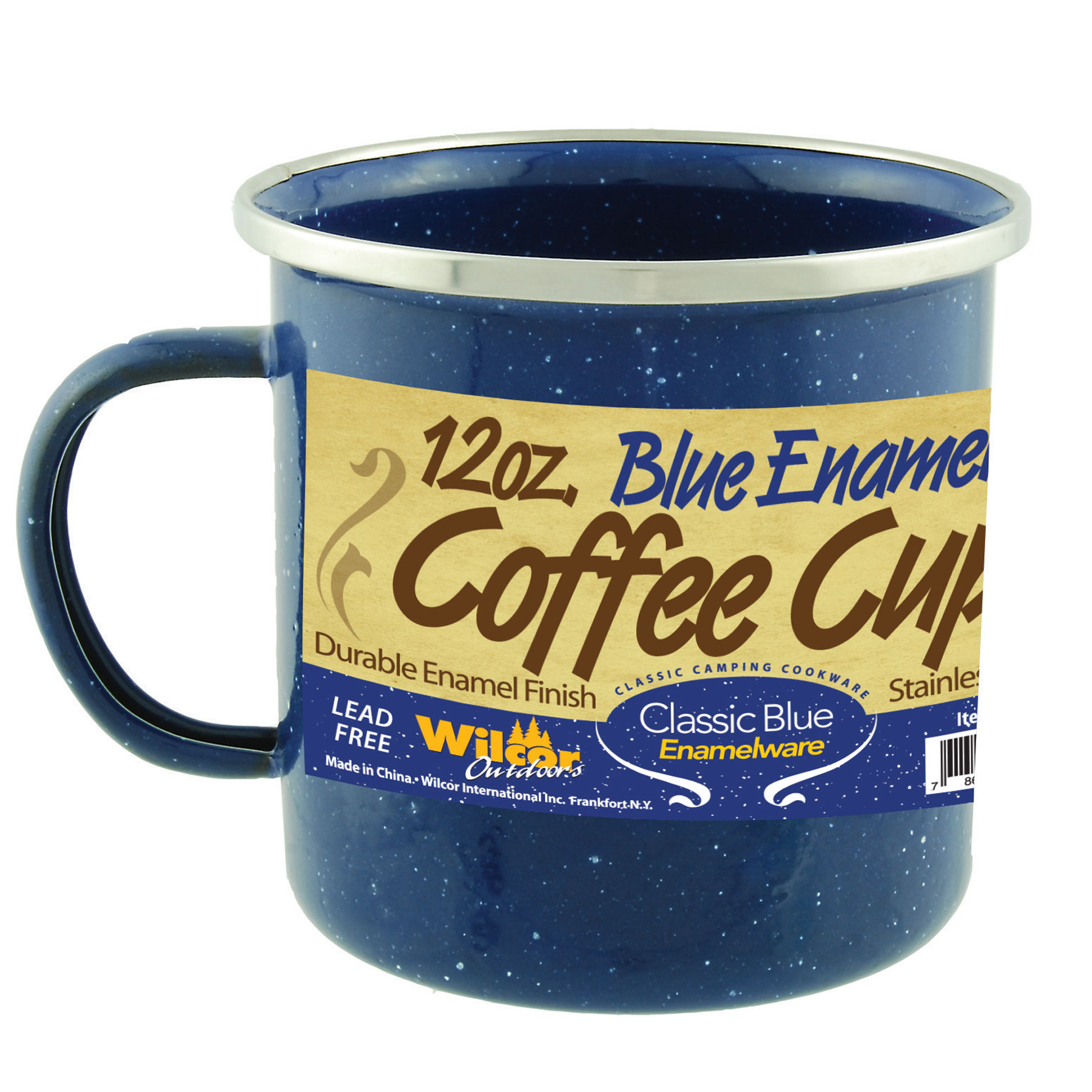 ENAMEL MUG 12 OZ BLUE/RIM