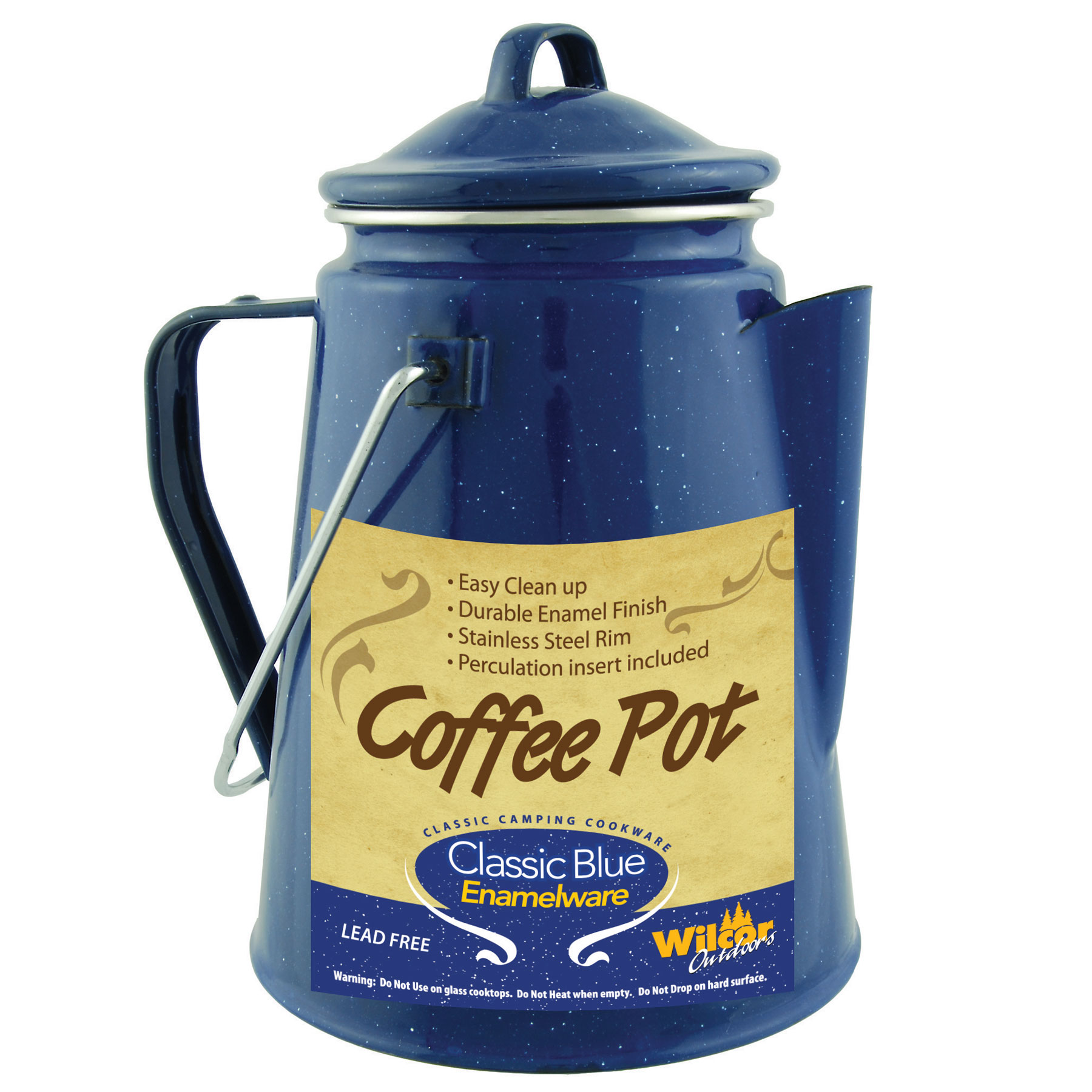 BLUE ENAMEL COFFEE POT W/INSERT