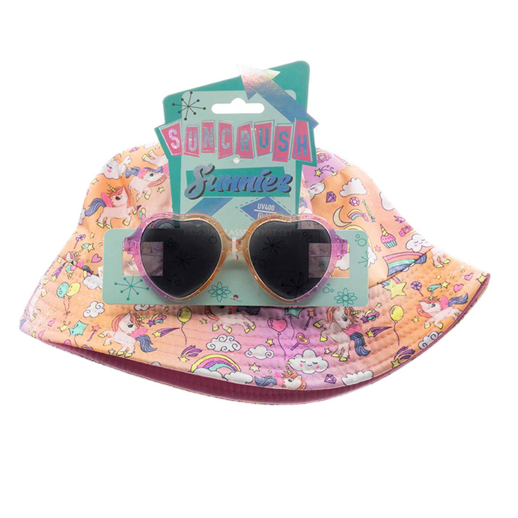 KIDS BUCKET HAT W/SUNGLASSES UNICORN