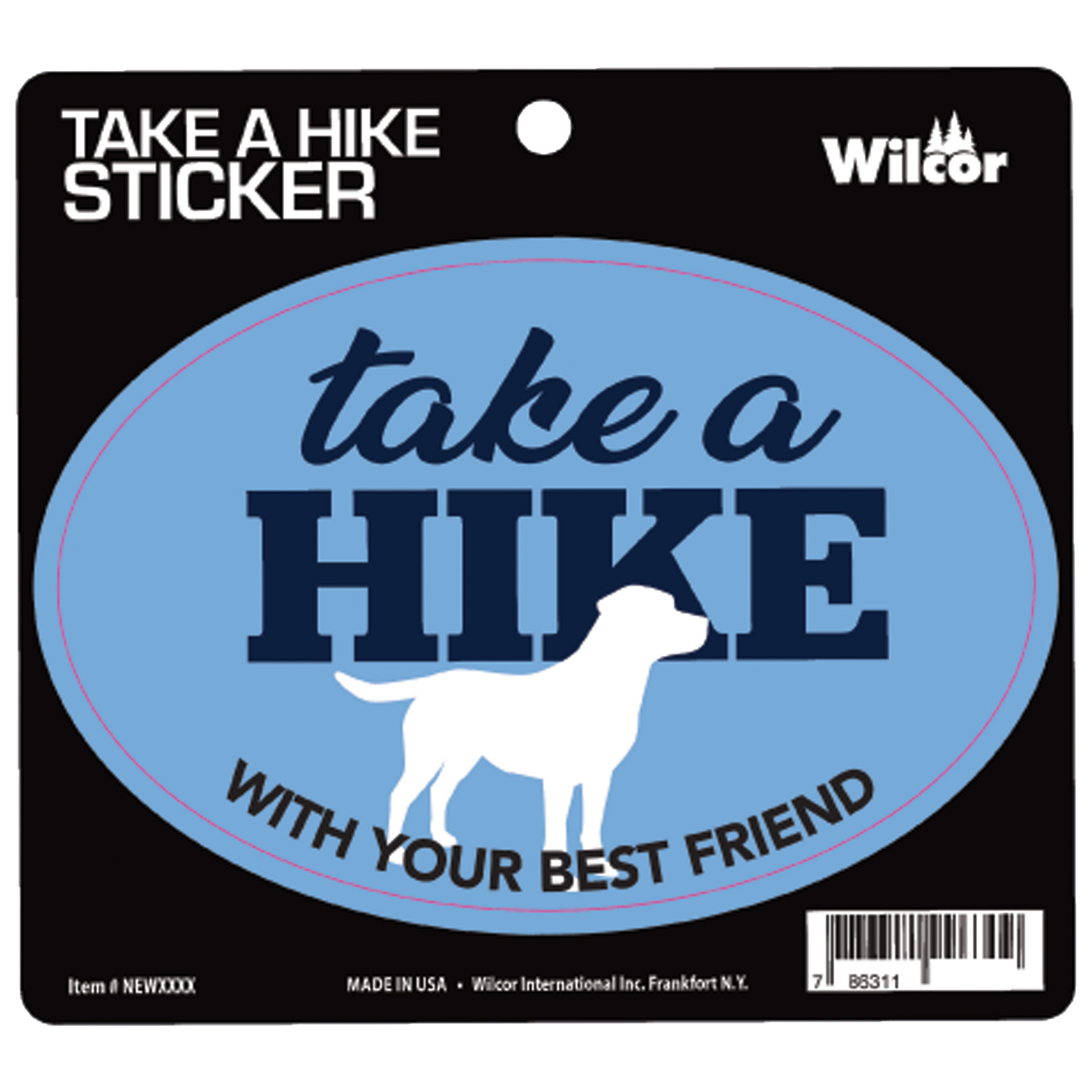 TAKE A HIKE DOG OVAL STICKER 25/BL