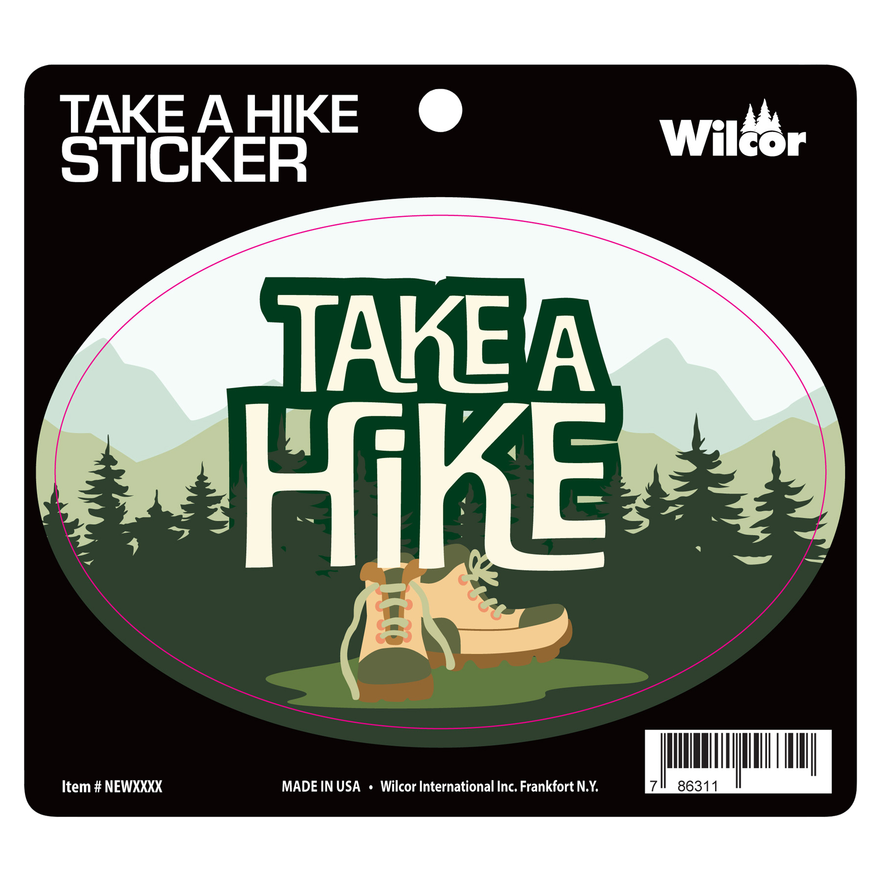 TAKE A HIKE BOOT OVAL STICKER 25/BL