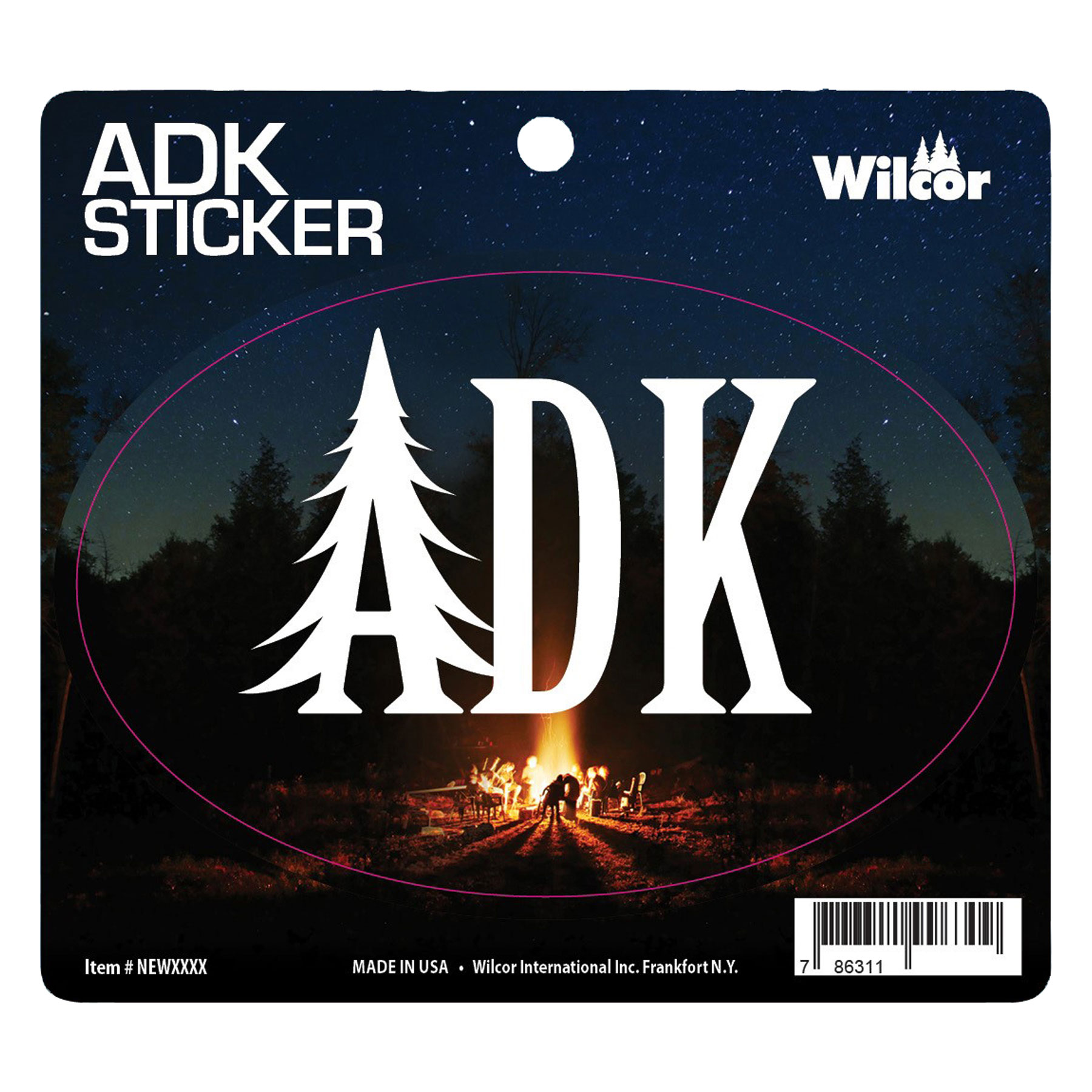 OVAL STICKER ADK CAMPFIRE 25/BL