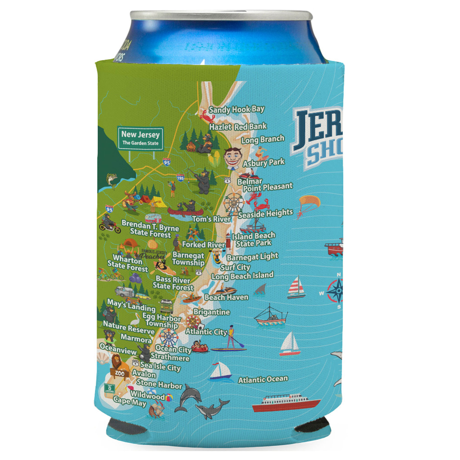 NEW JERSEY  MAP CAN COOLER
