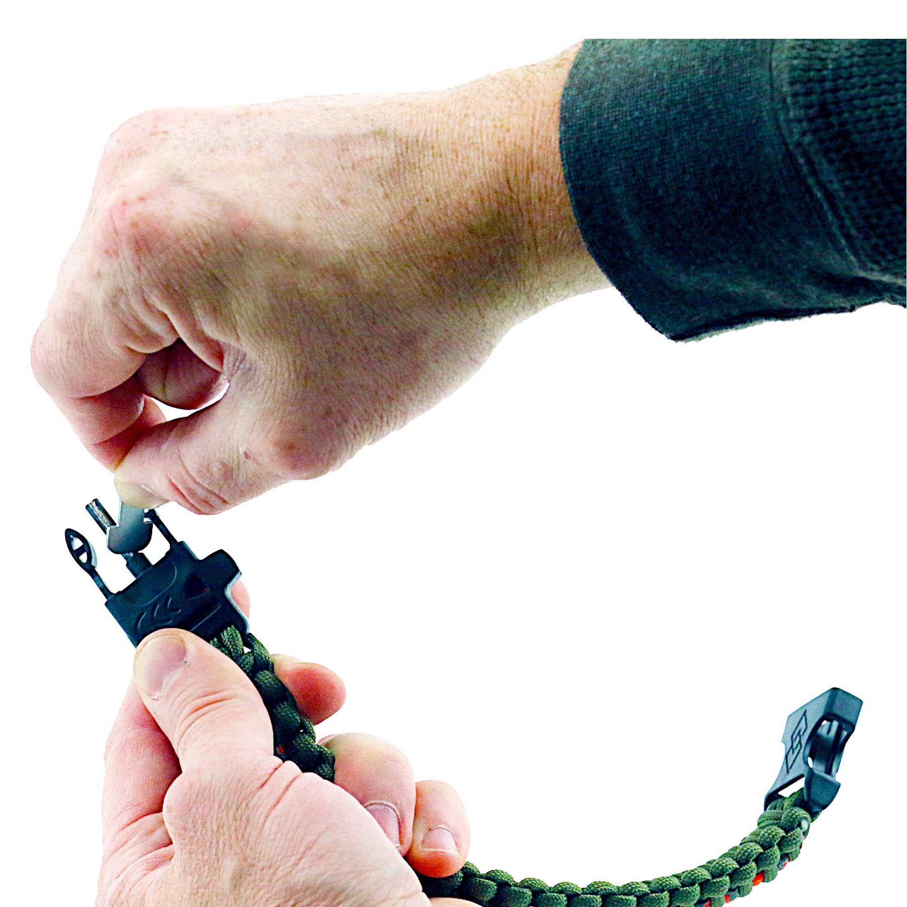 Survival Paracord Bracelet 5in1 Flint Fire Starter Whistle Compass Outdoor  Emerg | eBay