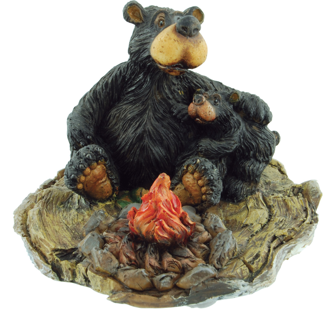 WILLIE BEAR W/ CUB BY FIRE