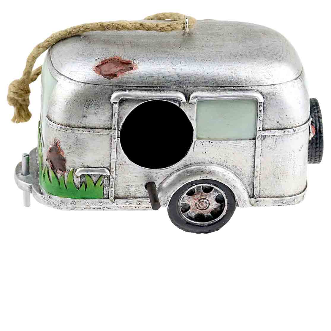 SILVER CAMPER TRAILER BIRDHOUSE