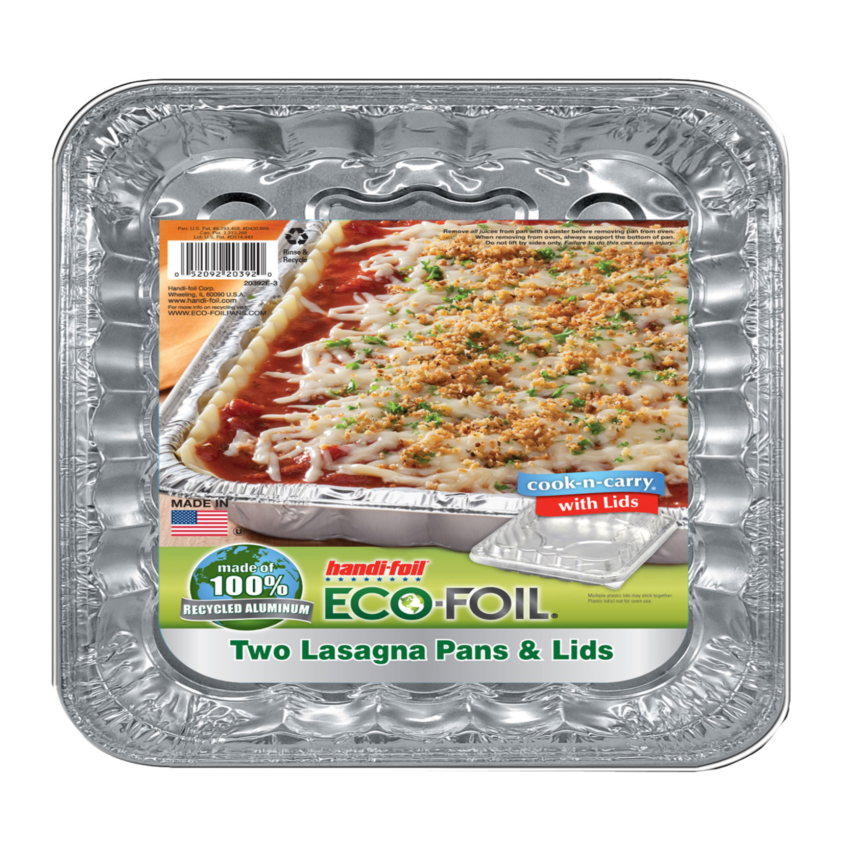 Handi-Foil Eco-Foil Cook-n-Carry Lasagna Foil Pans w/ Lid, 2 Pack