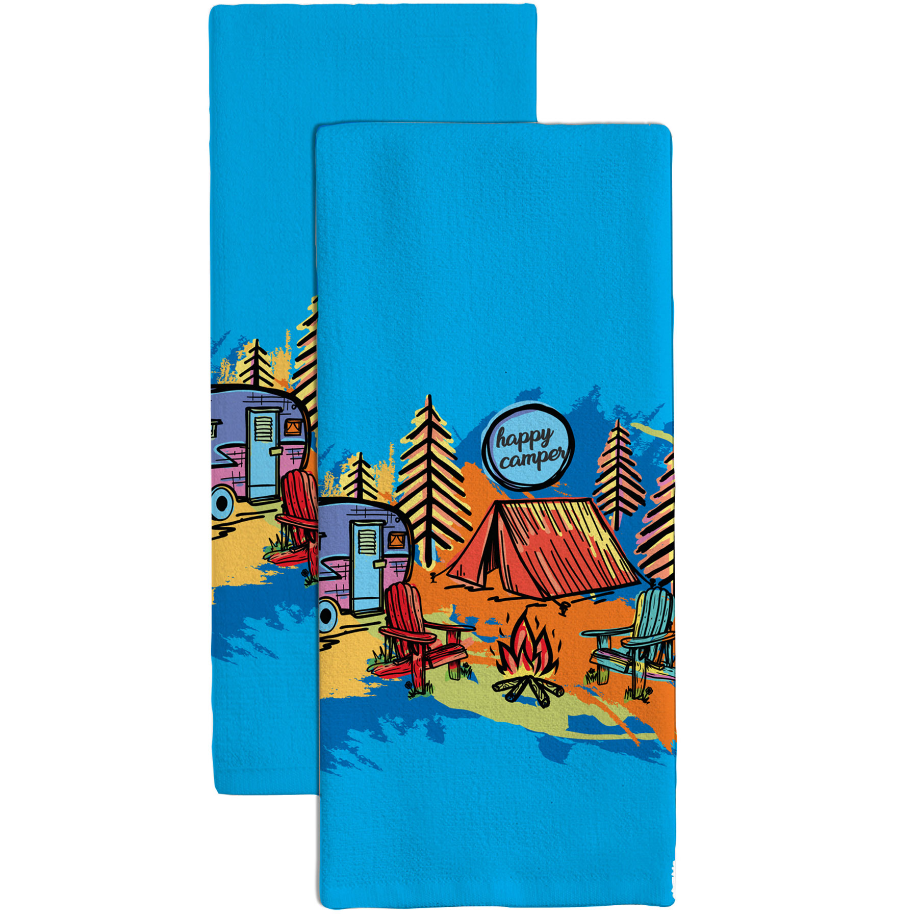 HAPPY CAMPER  KITCHEN TOWEL COTTON 2PK