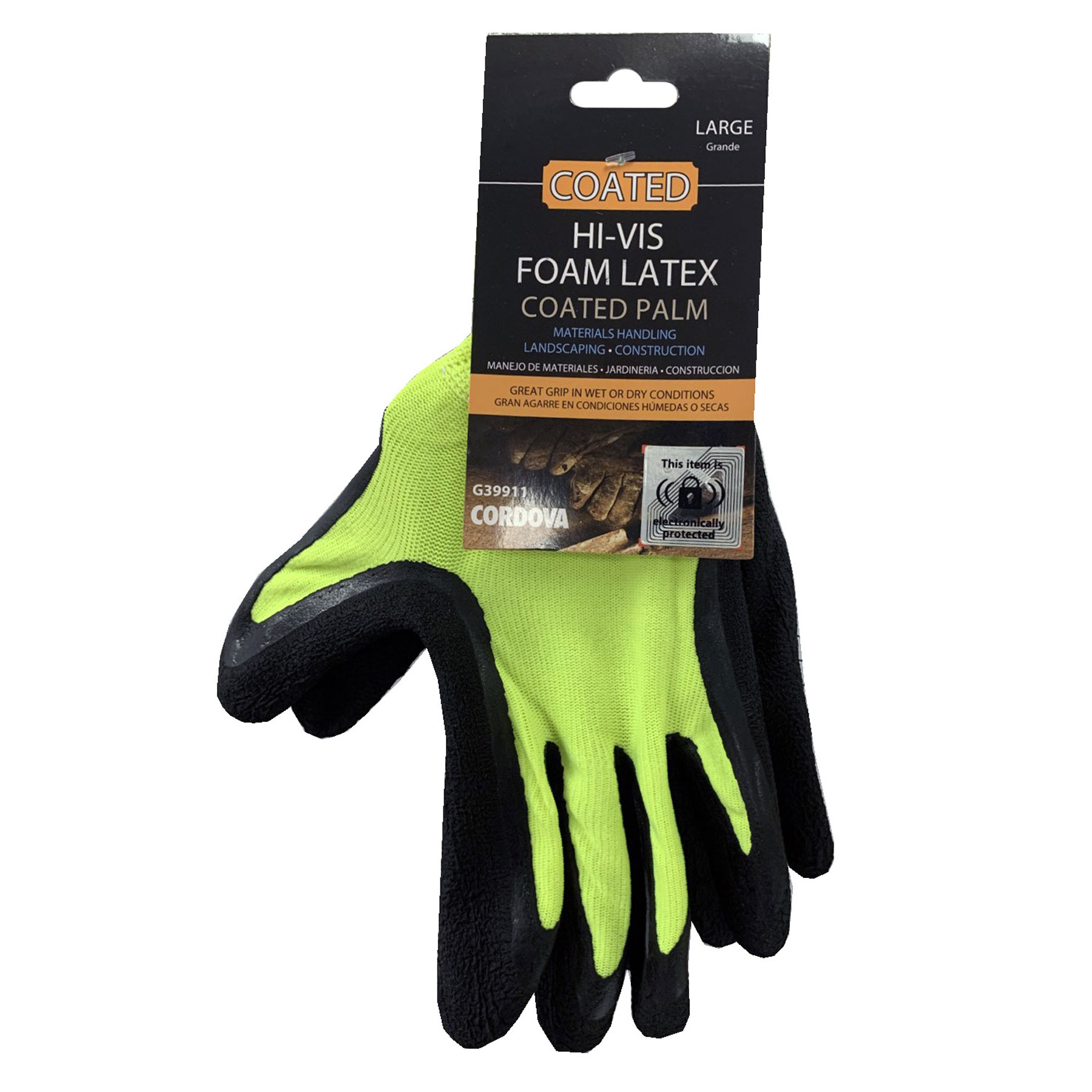 HI-VIS FOAM LATEX COATED GLOVES LG