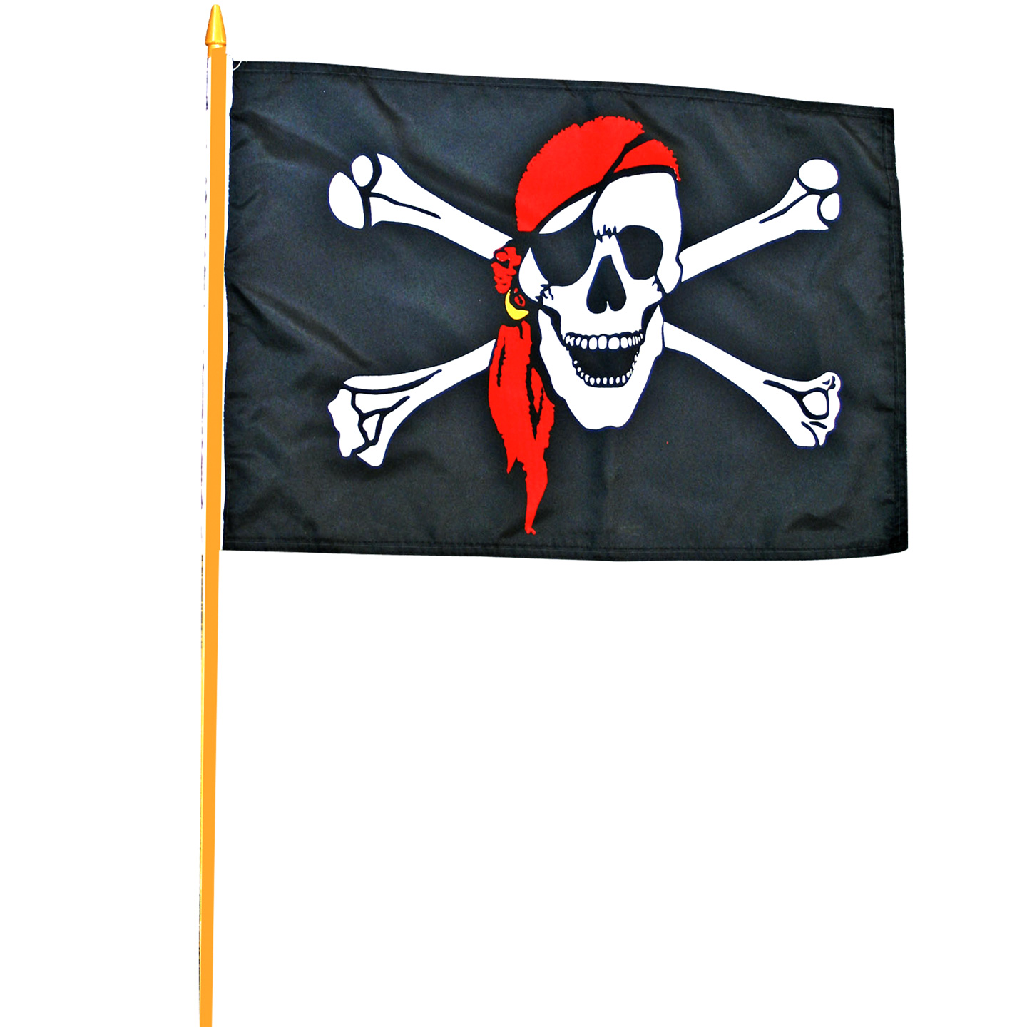 12X18 PIRATE FLAG BLK WSKULL RED CAP