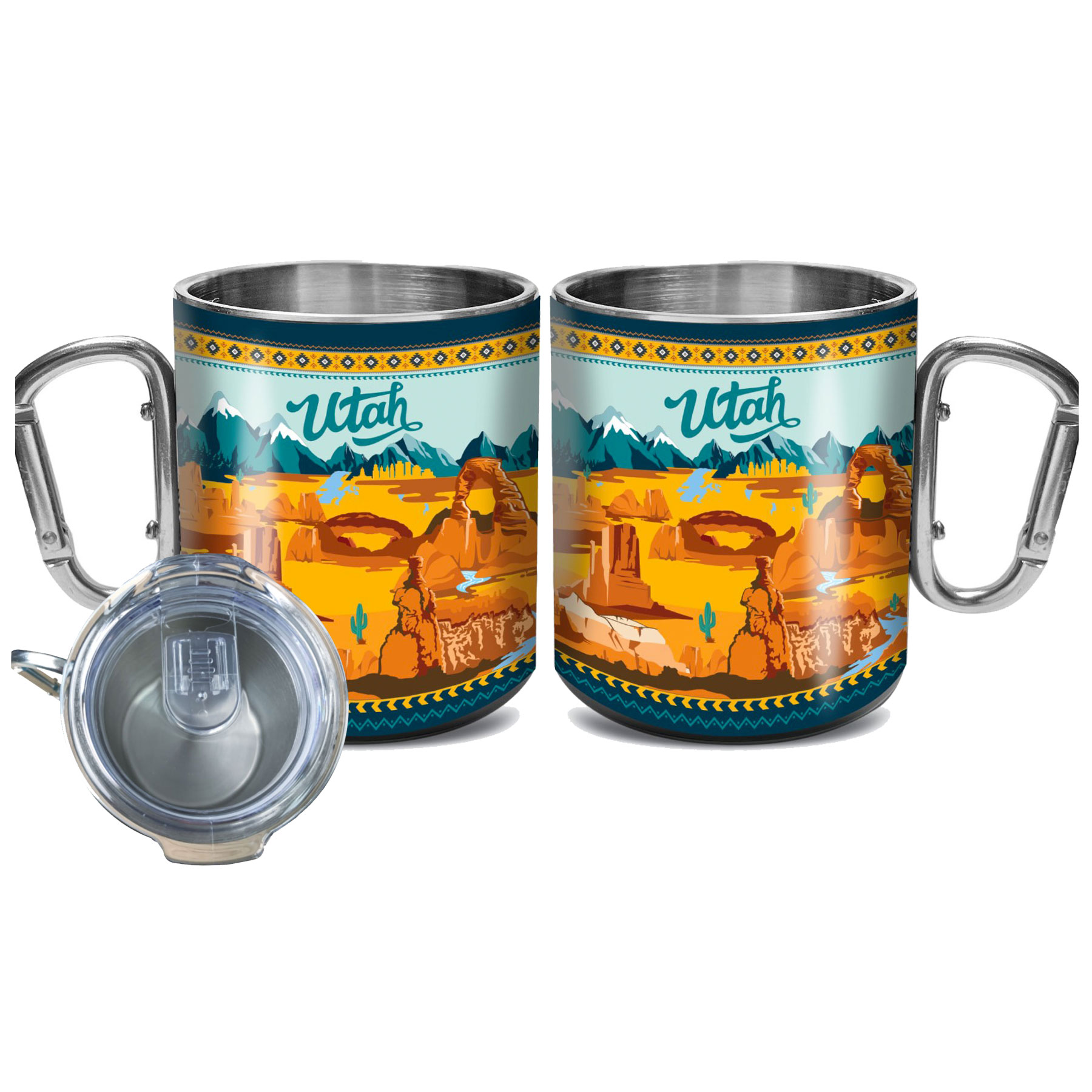 UTAH CARABINER MUG 15OZ W/LID
