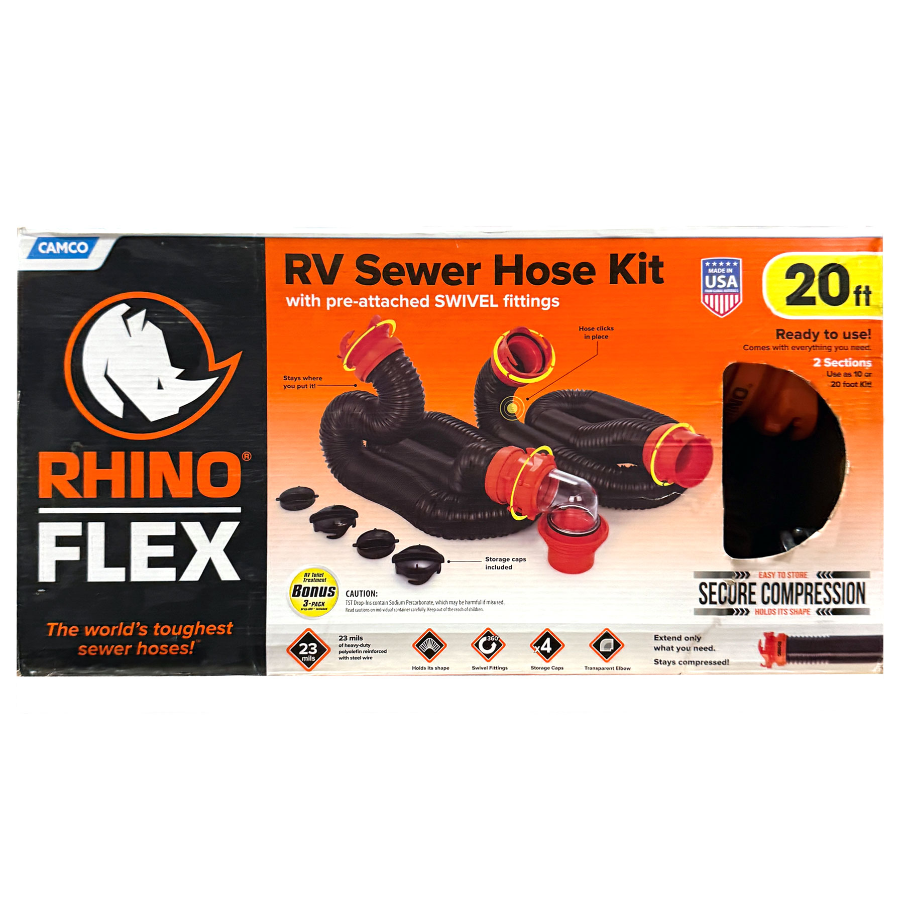 SEWER KIT RHINOFLEX W/ SWIVEL 20'