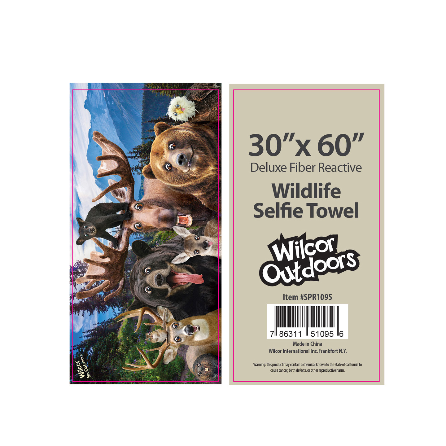WILDLIFE SELFIE BEACH TOWEL 30X60