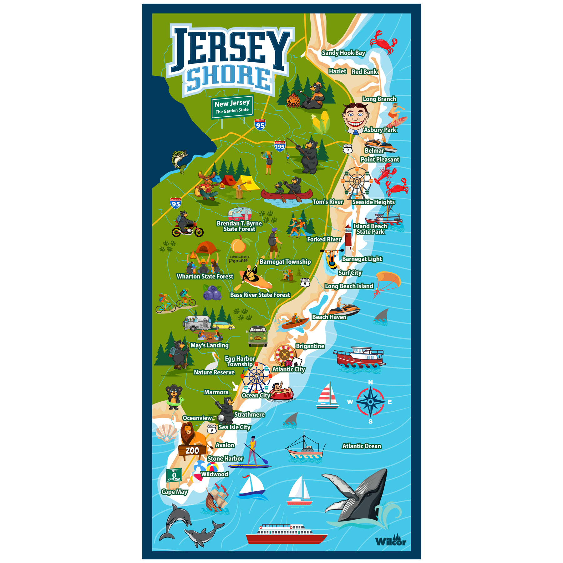 JERSEY SHORE MAP TOWEL 30X60