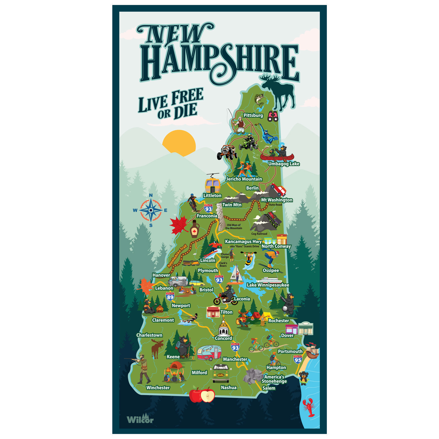 NEW HAMPSHIRE MAP BEACH TOWEL 30X60