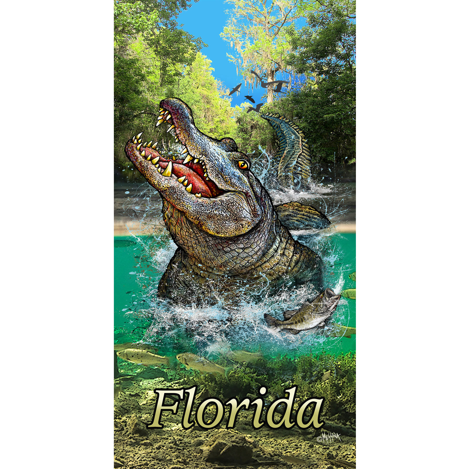 FLORIDA ALLIGATOR BEACH TOWEL 30X60